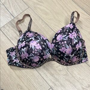 Victoria's Secret Black and Pink Floral Bra